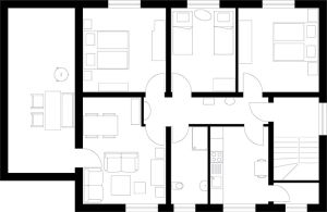 Grundriss der Ferienwohnung II im Ferienhaus Scheldequelle in Eschenburg