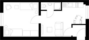 Grundriss der Ferienwohnung III (24 m²) im Ferienhaus Scheldequelle in Eschenburg